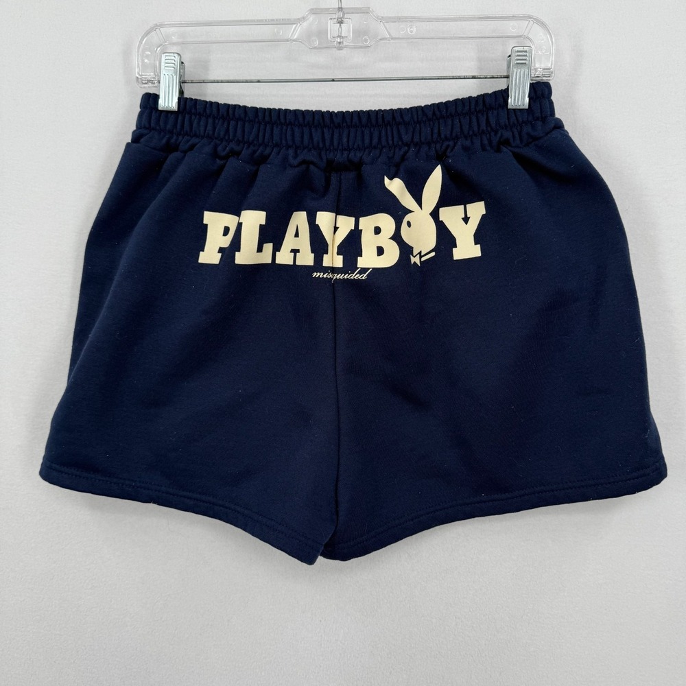 PLAYBOY Navy Blue Shorts with Cream Logo